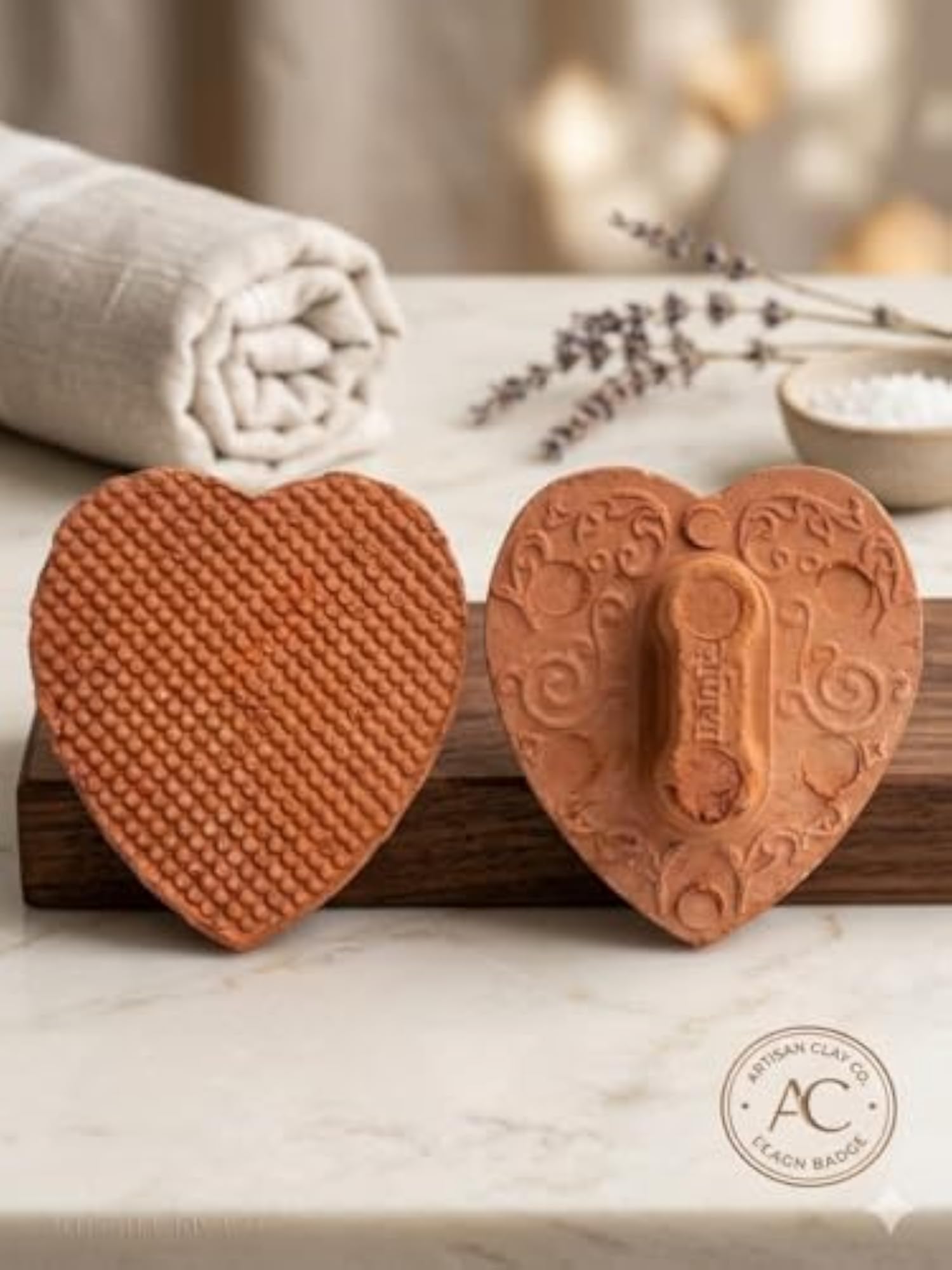 Terracotta Foot Scrubber, Heart Shape for Cracked Heels